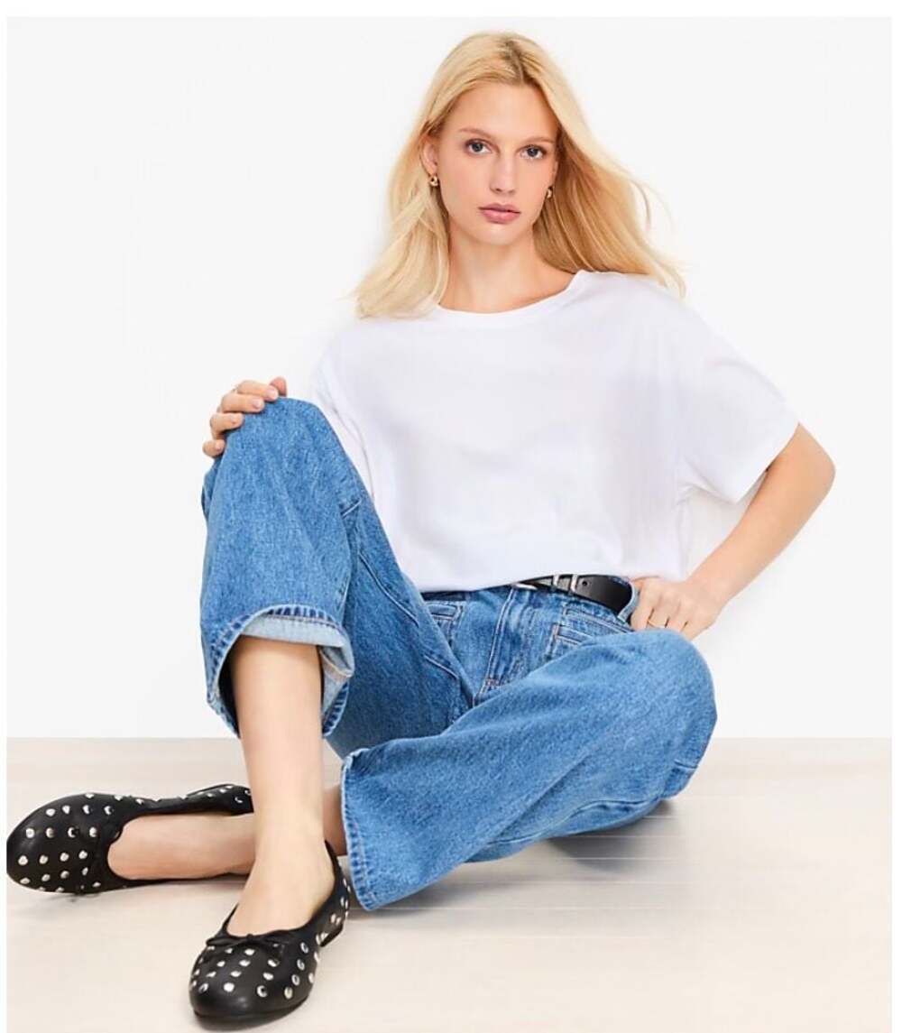 Bubble Hem Tee White Size L. Summer Essential
